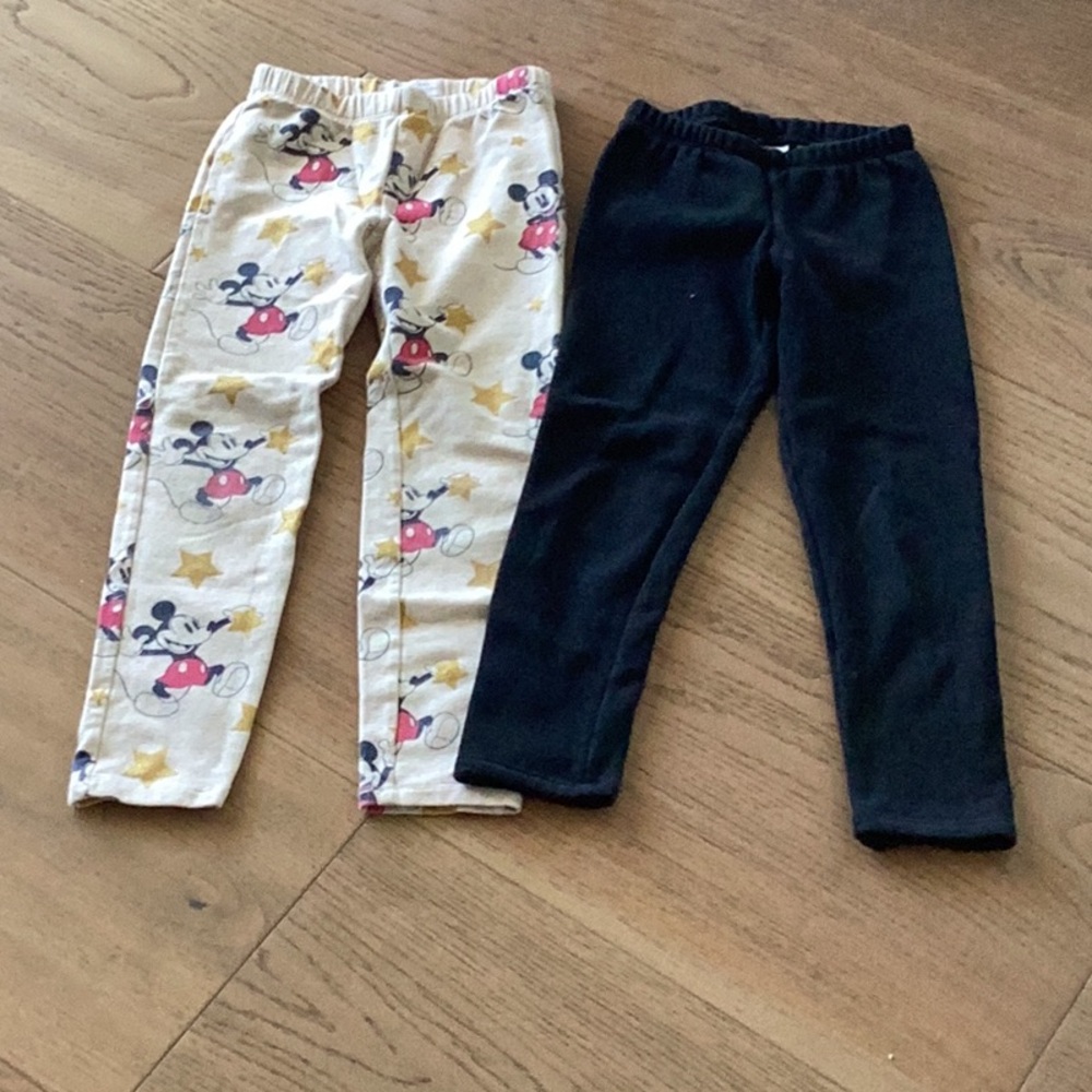 Cream Mickey Mouse and Black Leggings for Everyday Wear